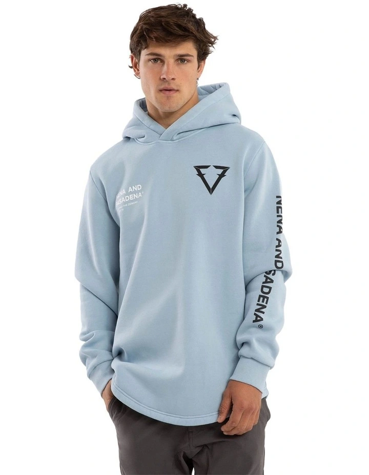 Track Dual Curved Hoodie in Blue image 2