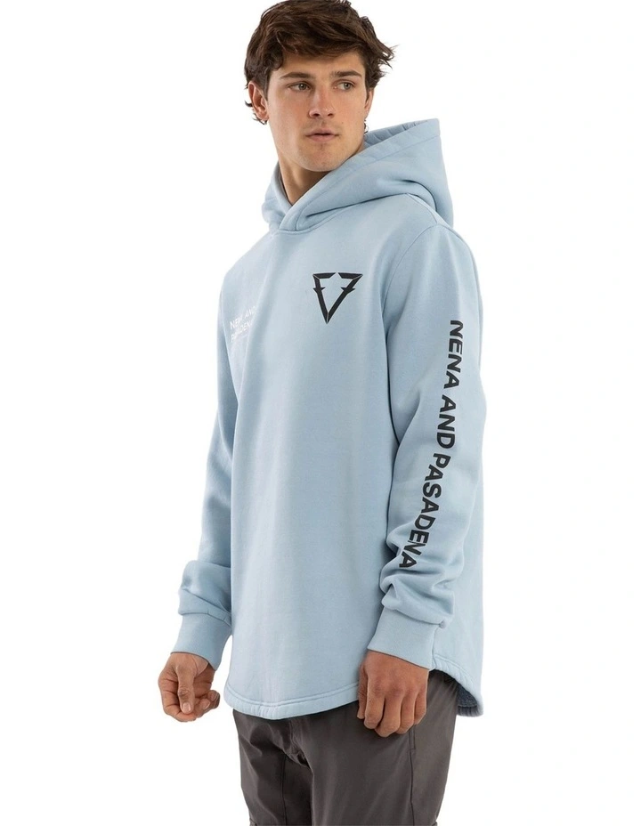 Track Dual Curved Hoodie in Blue image 3