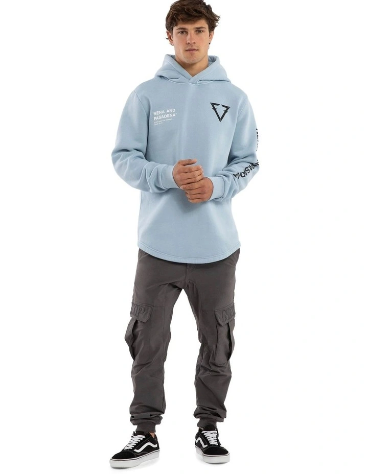 Track Dual Curved Hoodie in Blue image 5