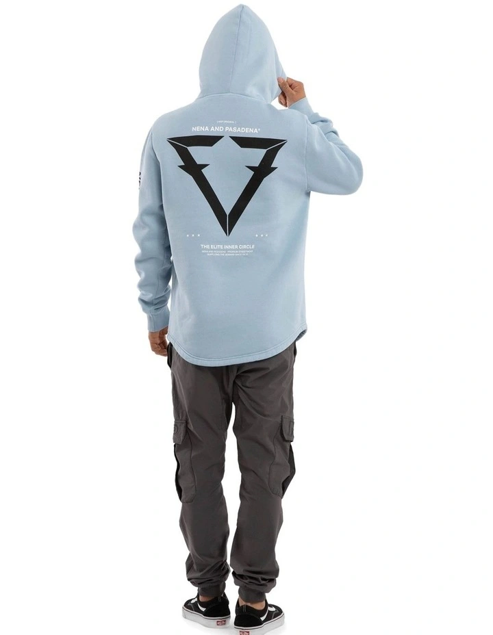 Track Dual Curved Hoodie in Blue image 6