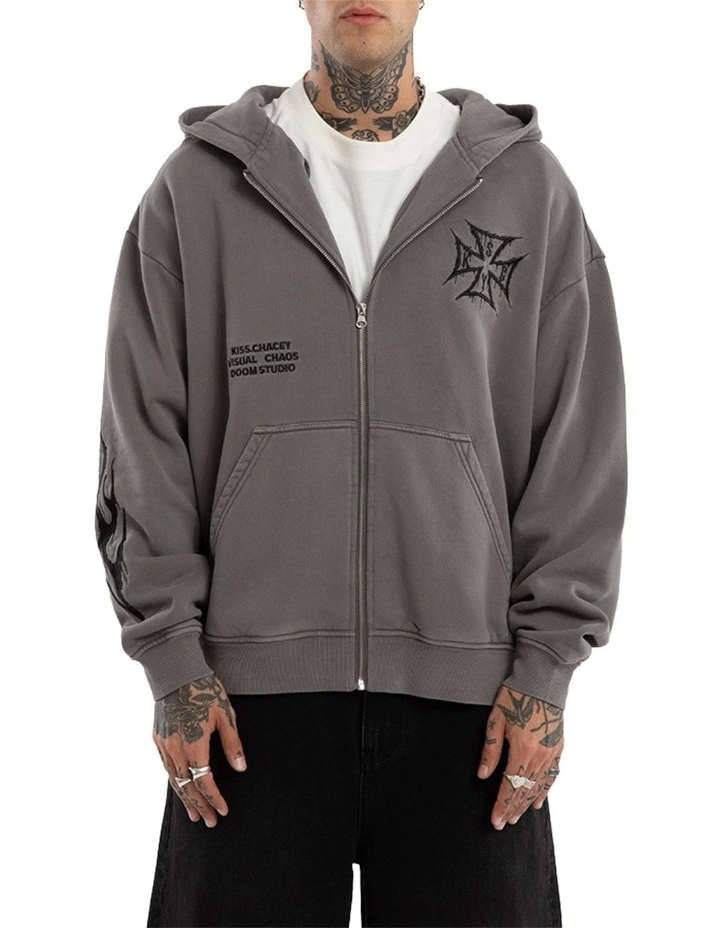 Blaze Relaxed Zip Hoodie in Grey image 2