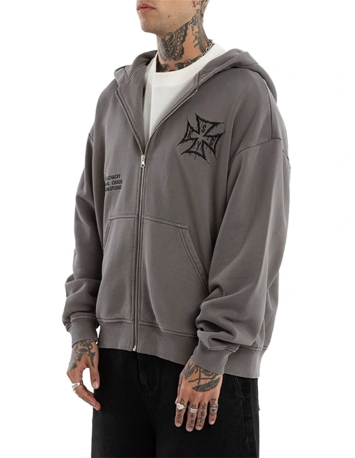 Blaze Relaxed Zip Hoodie in Grey image 3