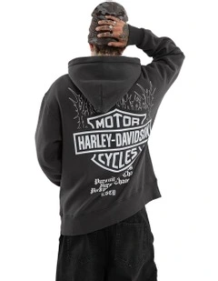 Harley Davidson Cycles Relaxed Hoodie in Black