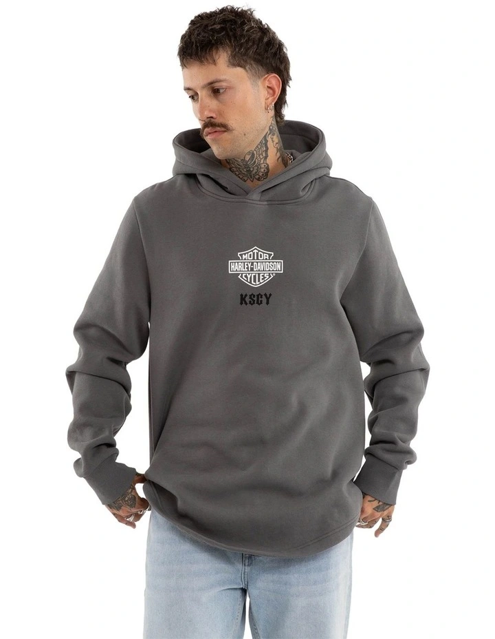 Harley Davidson Hog Dual Curved Hoodie in Grey image 2