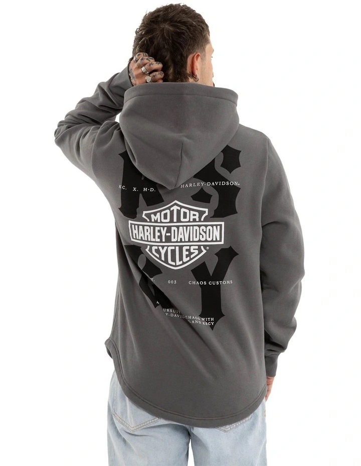 Harley Davidson Hog Dual Curved Hoodie in Grey image 4