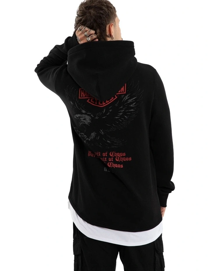 Harley Davidson Powertrain Layered Dual Curved Hoodie in Black image 1