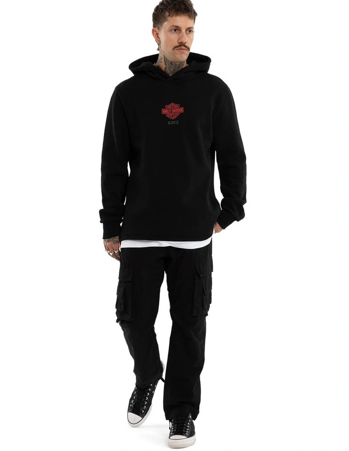 Harley Davidson Powertrain Layered Dual Curved Hoodie in Black image 6