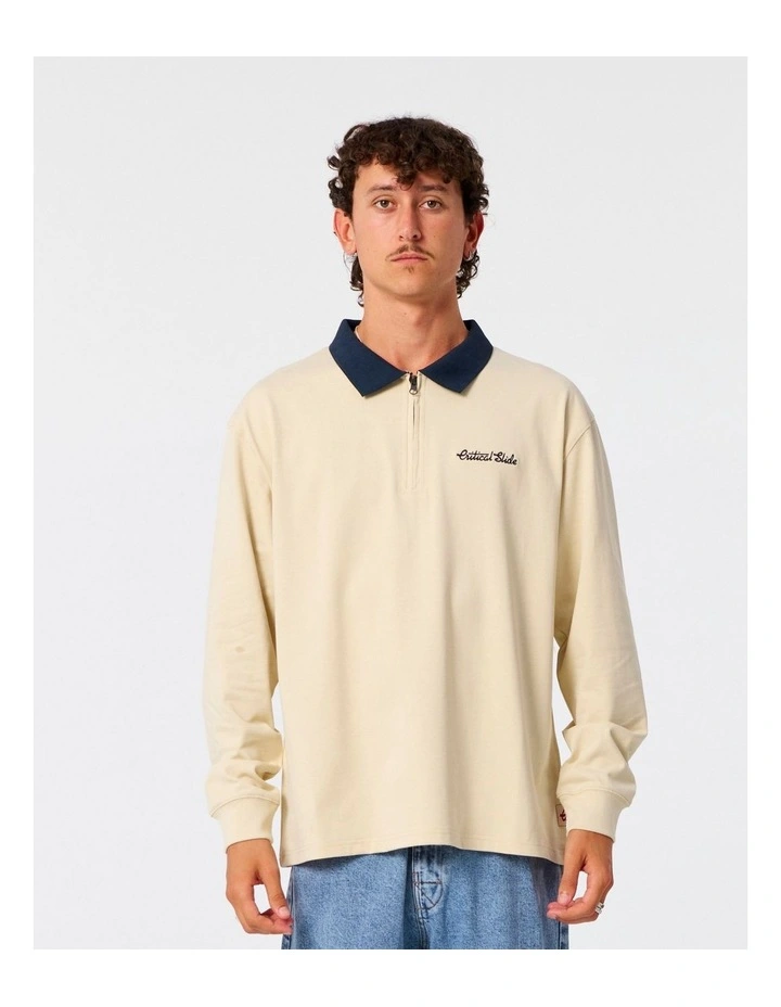 Sun Cured 1/4 Zip Rugby in Cream image 1