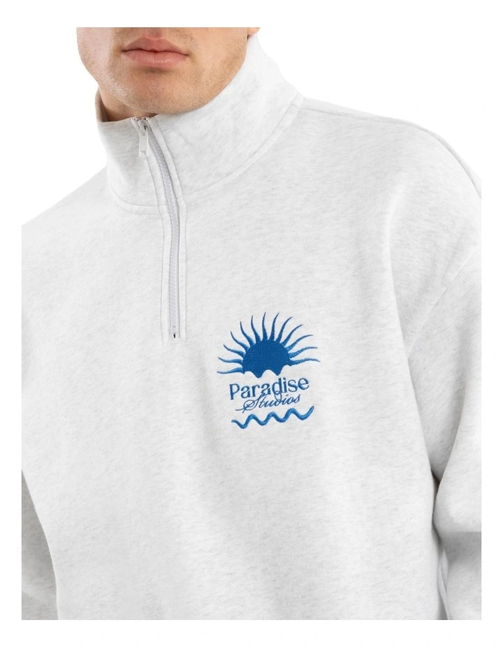 Sunbathe 1/4 Zip Sweater in Snow Marle image 4