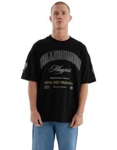Collingwood Game-On Loopbk Tee in Jet Black