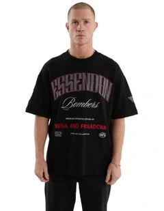 Essendon Game-On Loopbk Tee in Jet Black