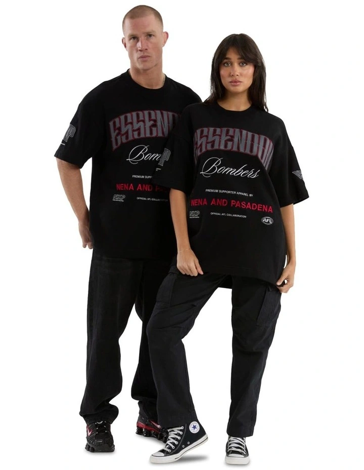 Essendon Game-On Loopbk Tee in Jet Black image 3
