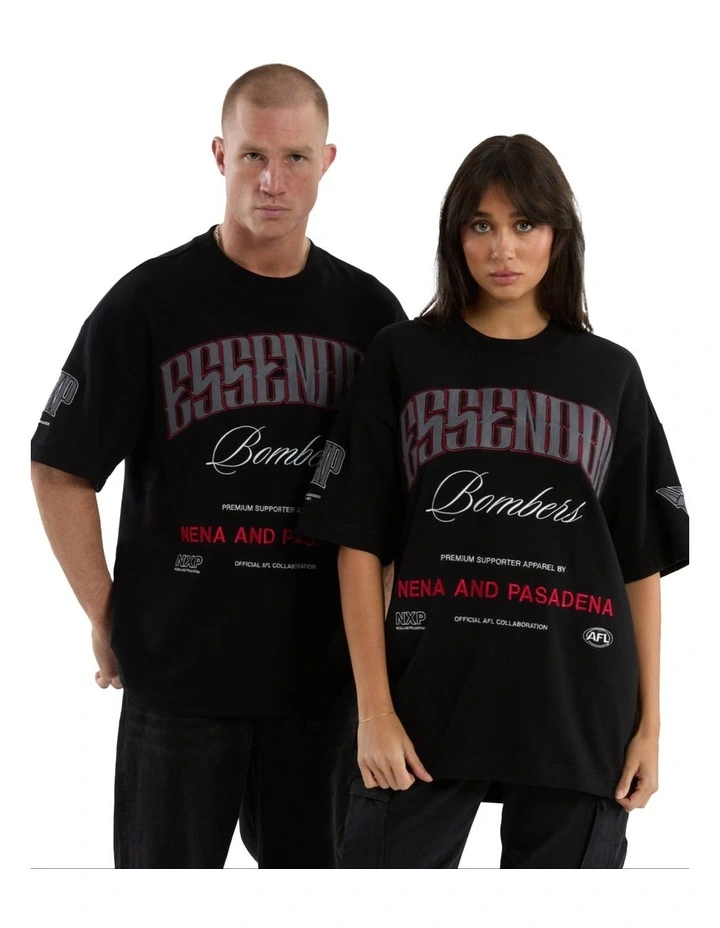 Essendon Game-On Loopbk Tee in Jet Black image 4