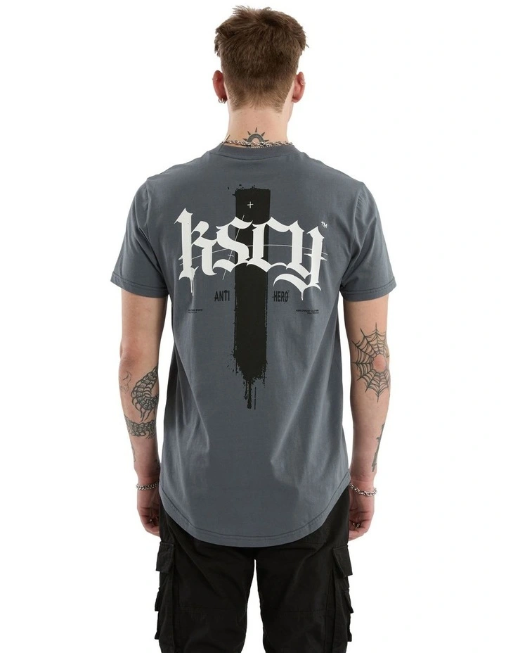 Villain Dual Curved Tee in Grey image 2