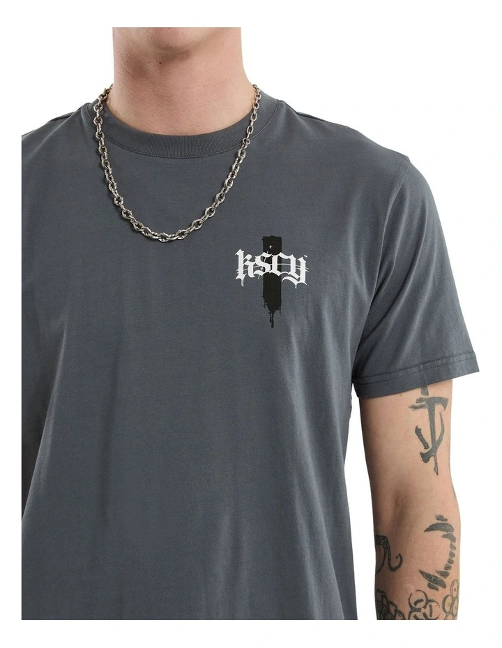 Villain Dual Curved Tee in Grey image 5
