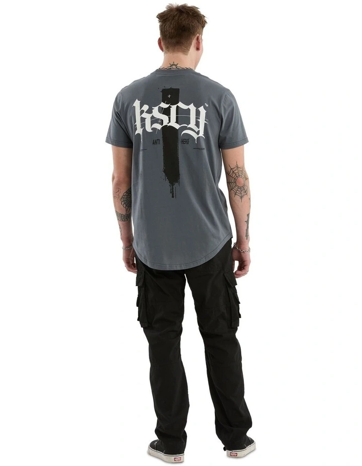 Villain Dual Curved Tee in Grey image 6