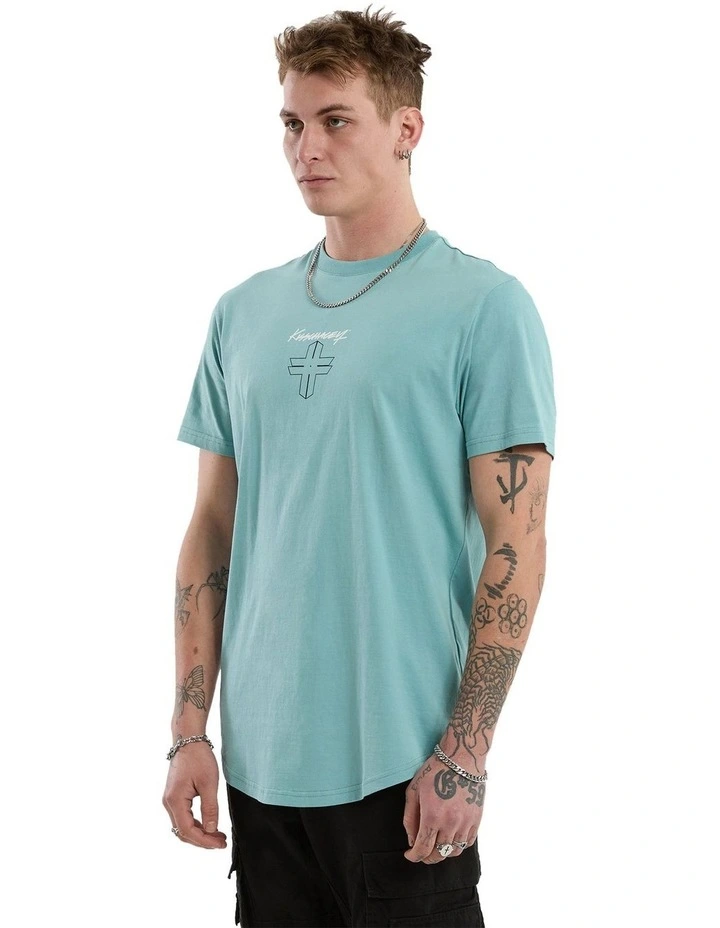 Forever Dual Curved Tee in Green image 5