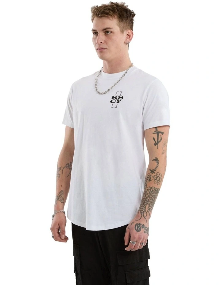 Hunter Dual Curved Tee in White image 5