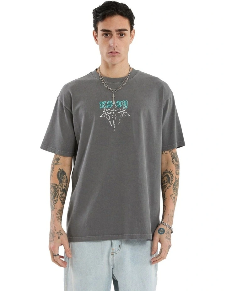 Anti Hero Box Fit Tee in Grey image 2
