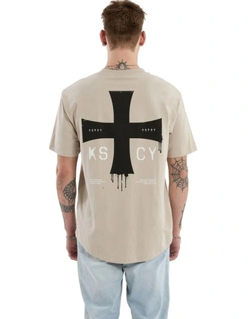Desolation Box Fit Scoop Tee in Beige