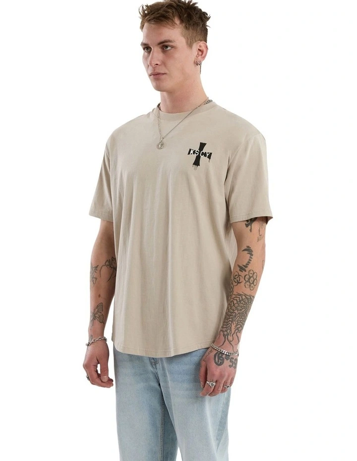 Desolation Box Fit Scoop Tee in Beige image 3