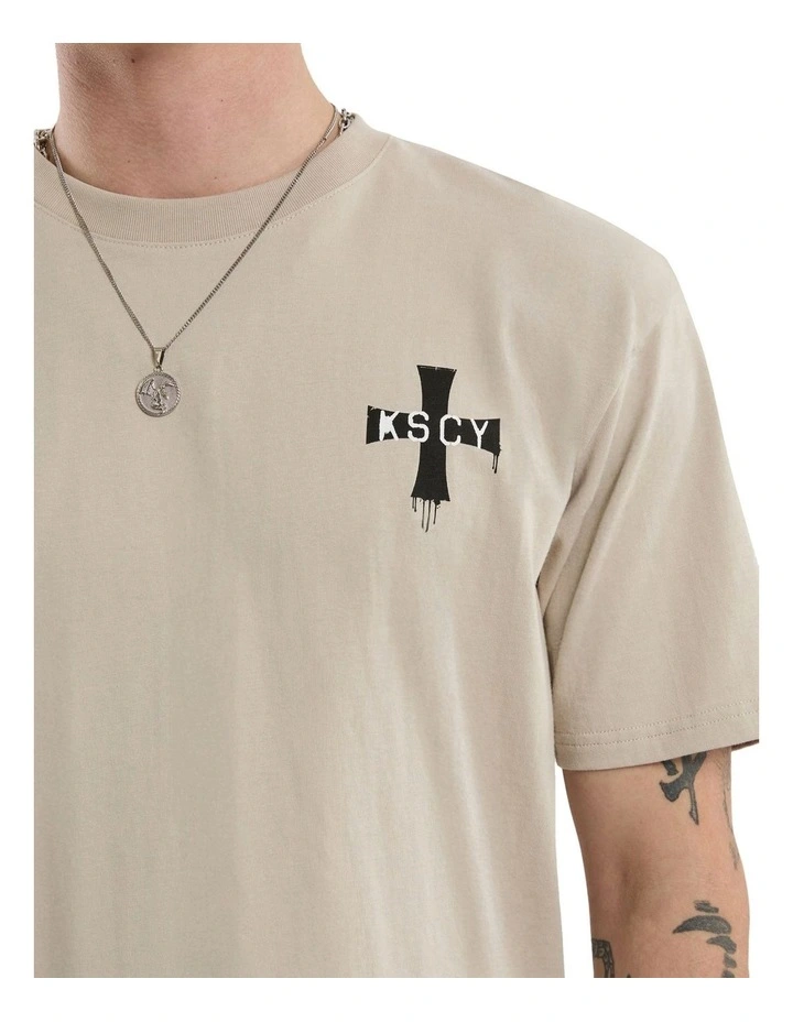 Desolation Box Fit Scoop Tee in Beige image 4