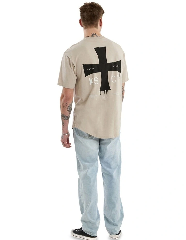 Desolation Box Fit Scoop Tee in Beige image 5