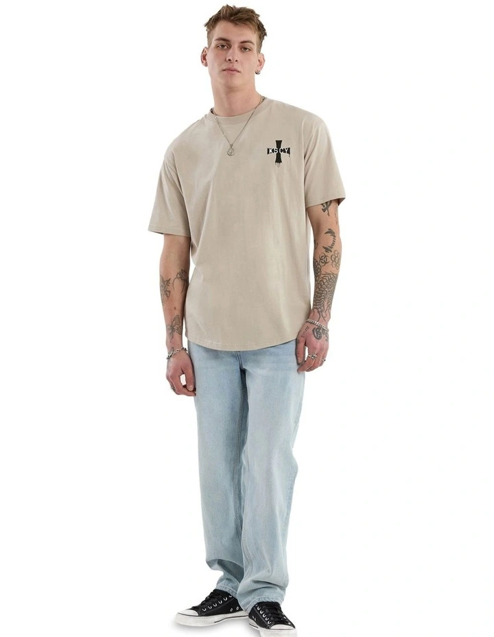 Desolation Box Fit Scoop Tee in Beige image 6