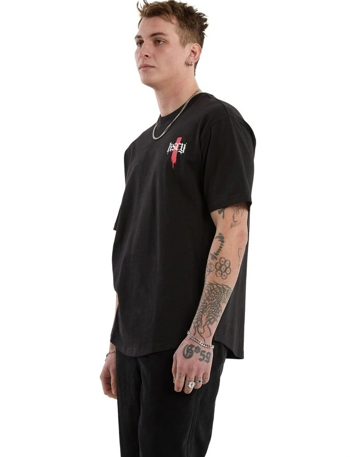 Villain Box Fit Scoop Tee in Black image 3