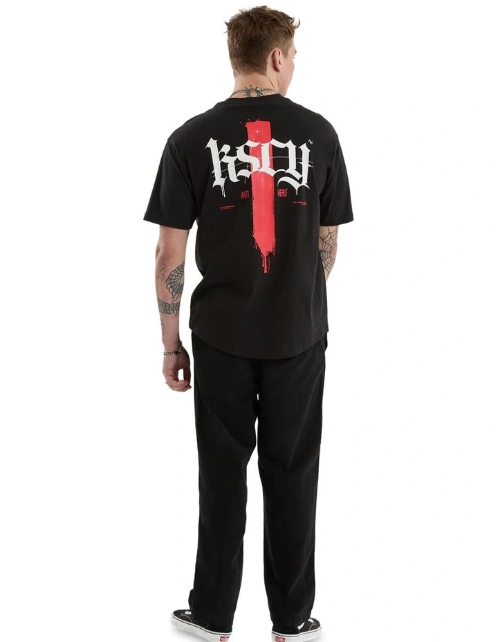 Villain Box Fit Scoop Tee in Black image 5