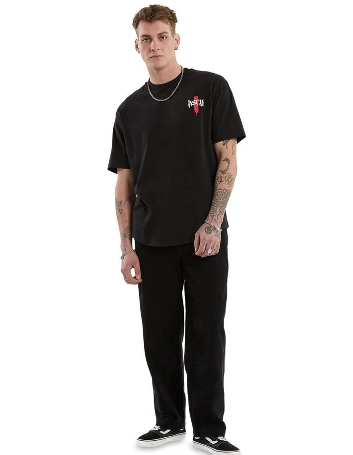 Villain Box Fit Scoop Tee in Black image 6