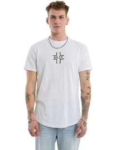 Believe Dual Curved Tee in Optical White