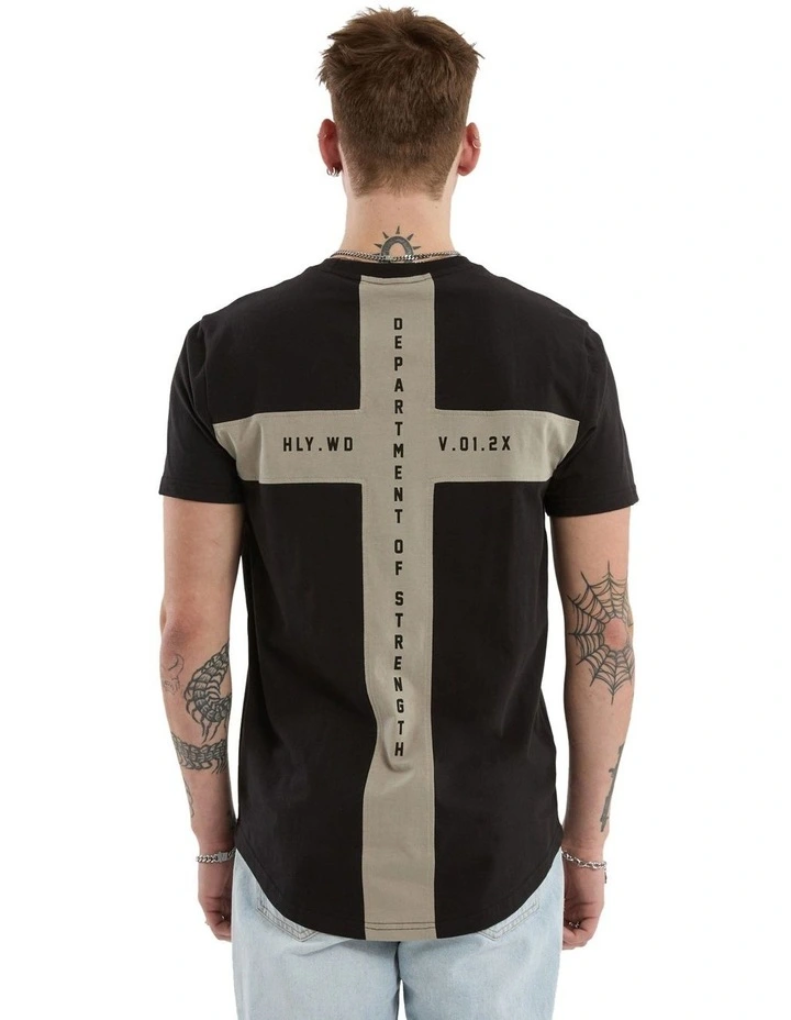 Smoke Dual Curved Tee in Black image 1