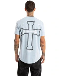 Confession Dual Curved Tee in Blue