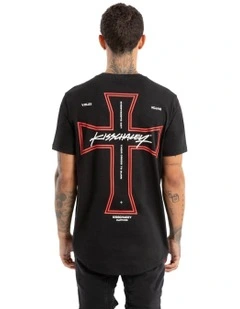 Confession Dual Curved Tee in Jet Black