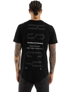 Trapped Dual Curved Tee in Black