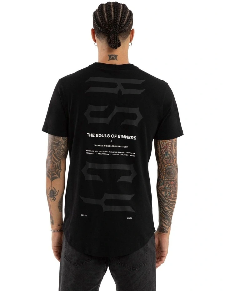 Trapped Dual Curved Tee in Black image 1