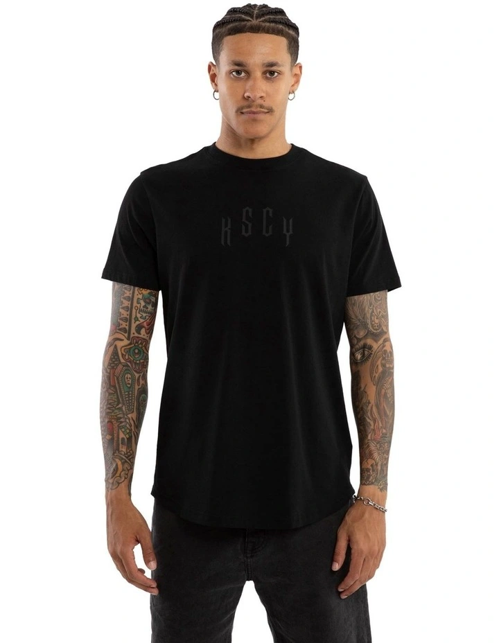 Trapped Dual Curved Tee in Black image 2