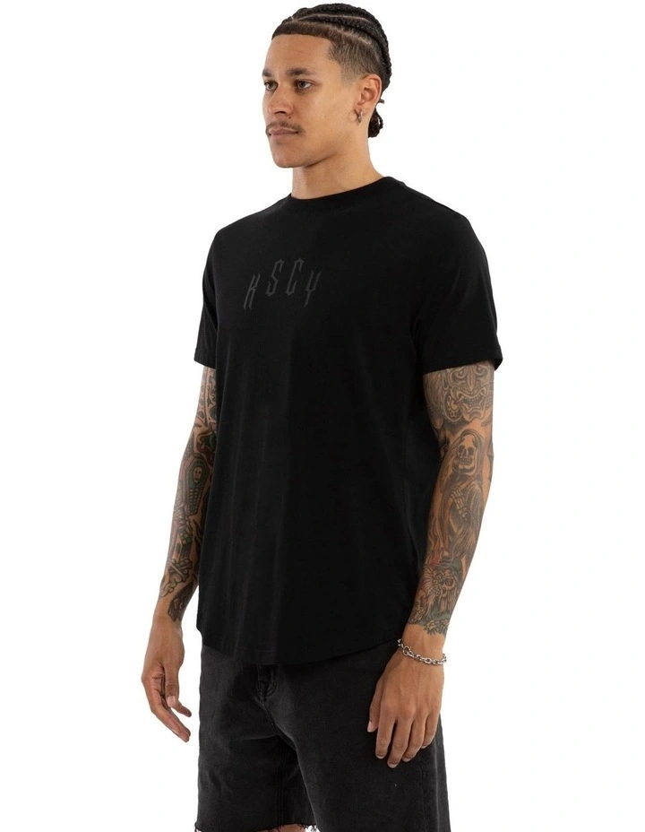 Trapped Dual Curved Tee in Black image 3