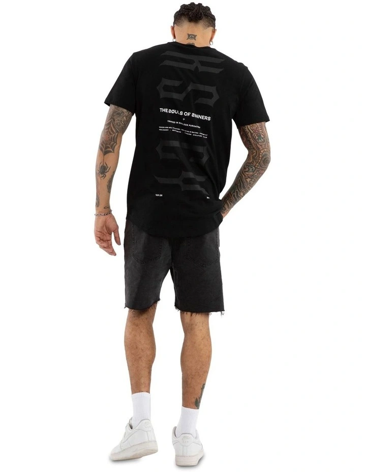 Trapped Dual Curved Tee in Black image 5