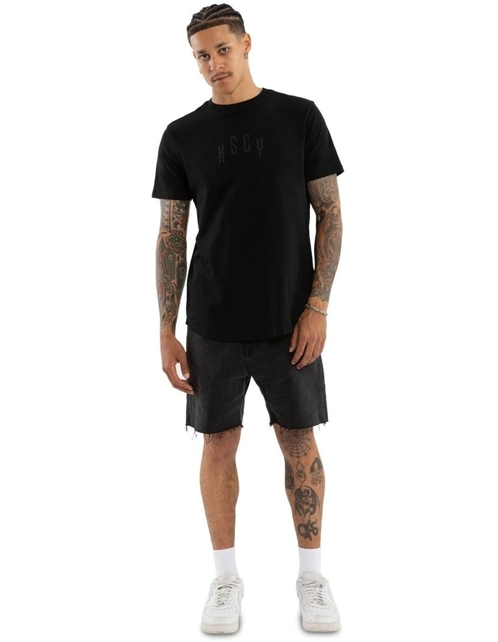 Trapped Dual Curved Tee in Black image 6