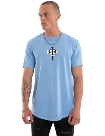 Imperial Dual Curved Tee in Pigment Vista Blue