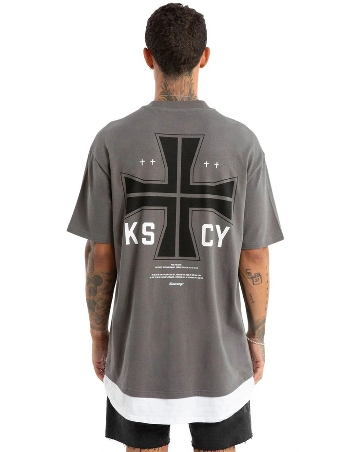 Fable Box Fit Layer Tee in Charcoal image 1