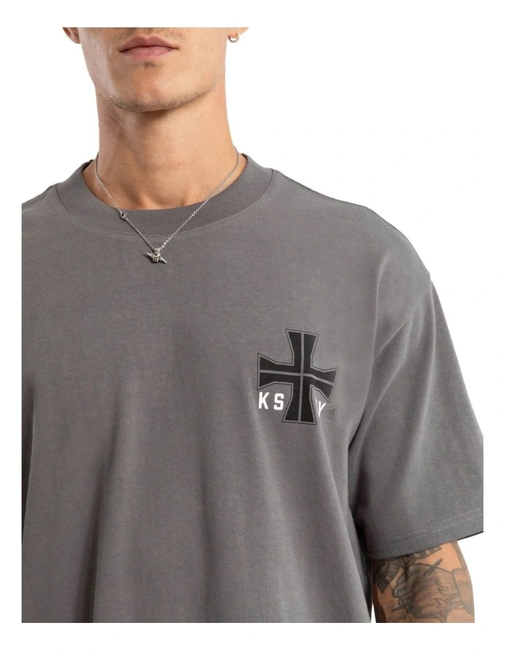 Fable Box Fit Layer Tee in Charcoal image 4