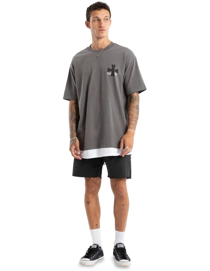 Fable Box Fit Layer Tee in Charcoal image 5