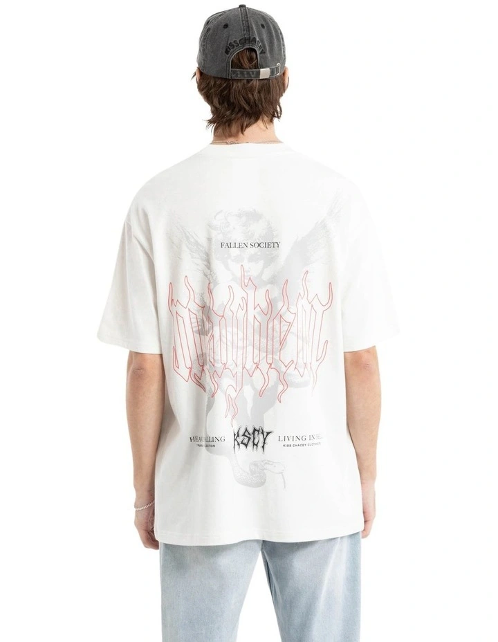 Fallen Box Fit Tee in Natural White image 1