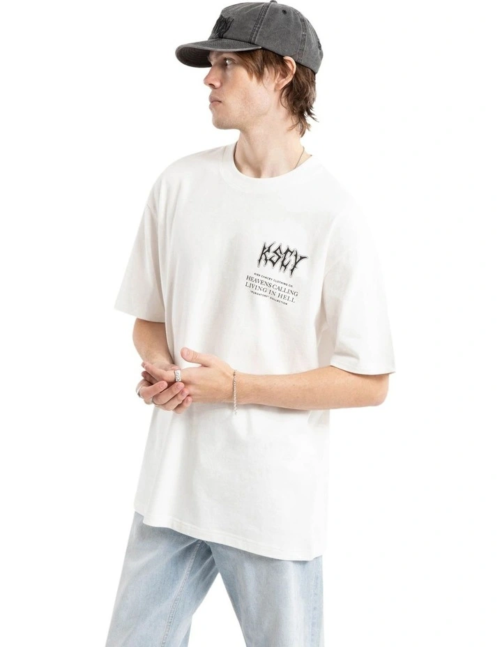 Fallen Box Fit Tee in Natural White image 3
