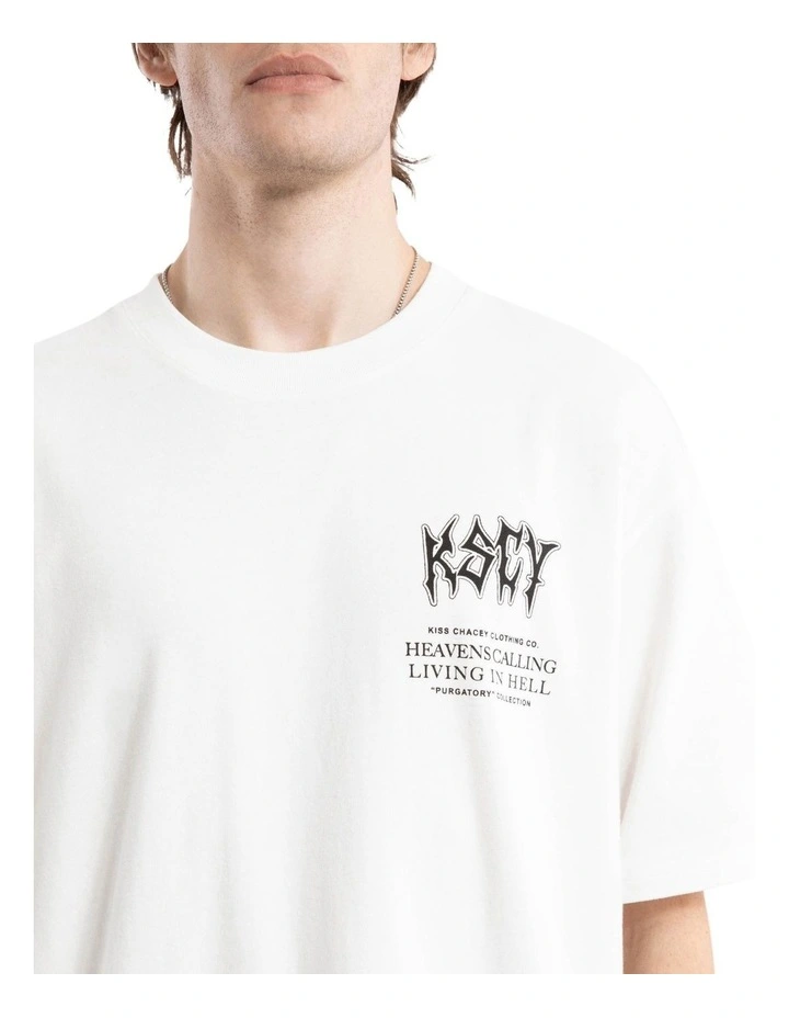 Fallen Box Fit Tee in Natural White image 4