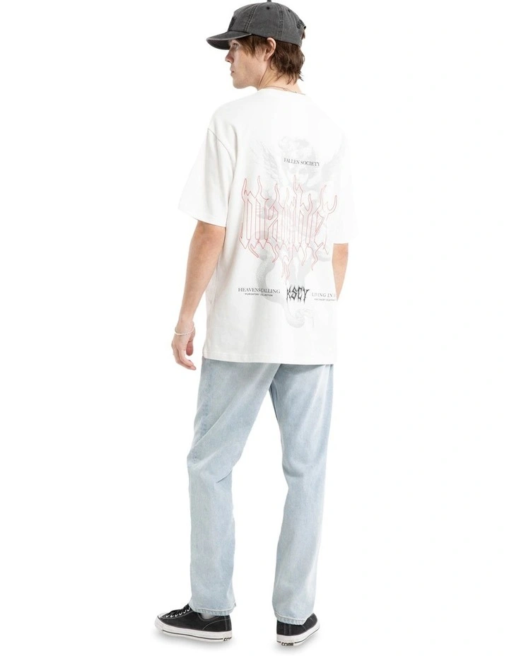 Fallen Box Fit Tee in Natural White image 5