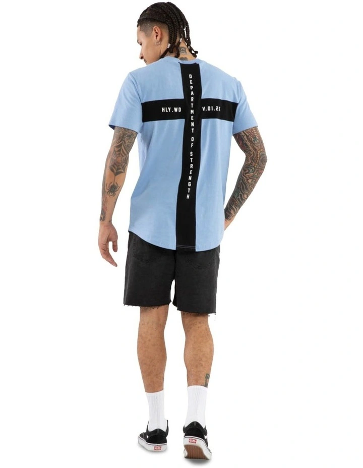 Smoke Dual Curved Tee in Blue image 4